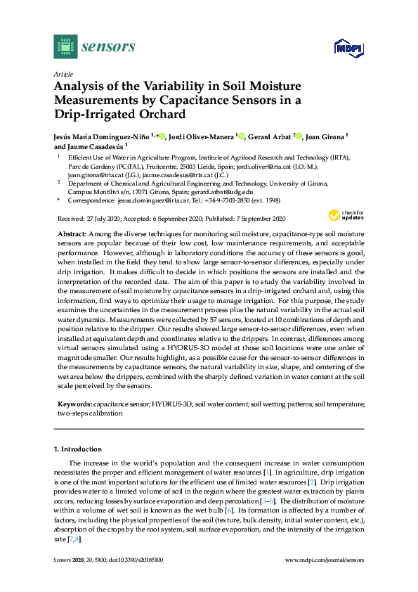 (PDF) Analysis of the Variability in Soil Moisture Measurements by ...