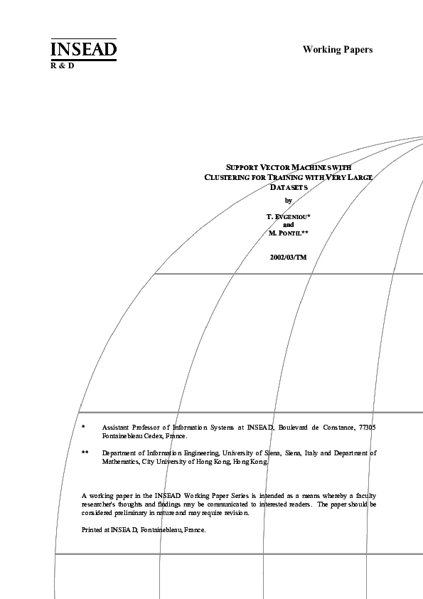 (PDF) Support vector machines with clustering for training with very ...