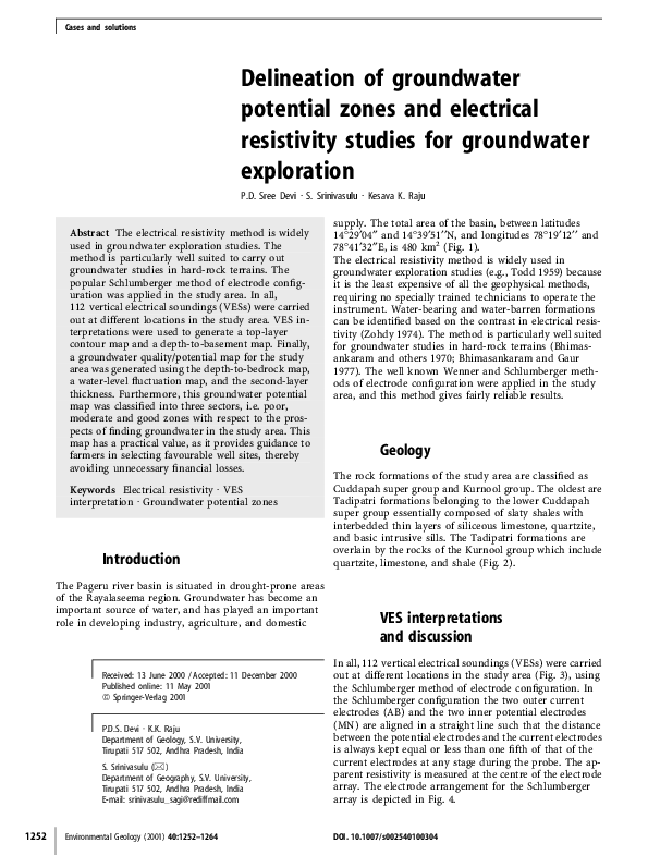 (PDF) Delineation of Groundwater Potential Zones and Electrical ...