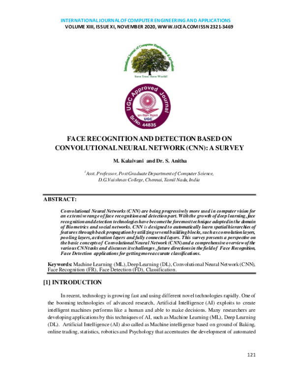 (PDF) FACE RECOGNITION AND DETECTION BASED ON CONVOLUTIONAL NEURAL ...