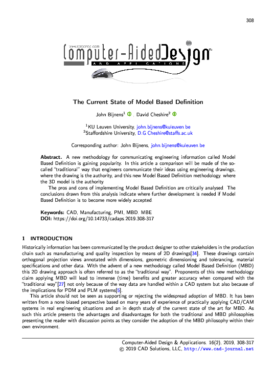 (PDF) The Current State of Model Based Definition John Bijnens