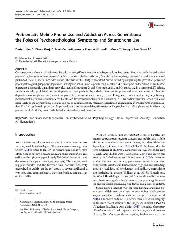 (PDF) Problematic Mobile Phone Use and Addiction Across Generations ...