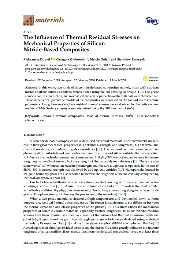(PDF) The Influence of Thermal Residual Stresses on Mechanical ...