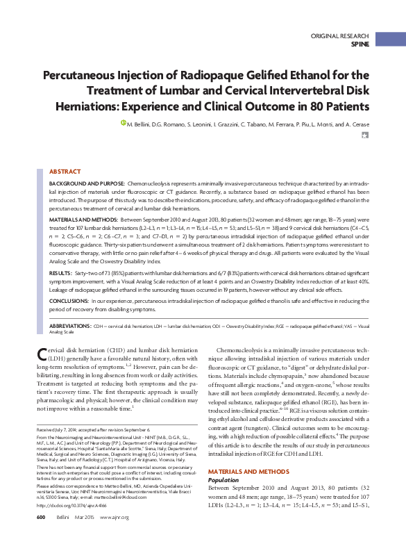 (PDF) Percutaneous Injection of Radiopaque Gelified Ethanol for the ...
