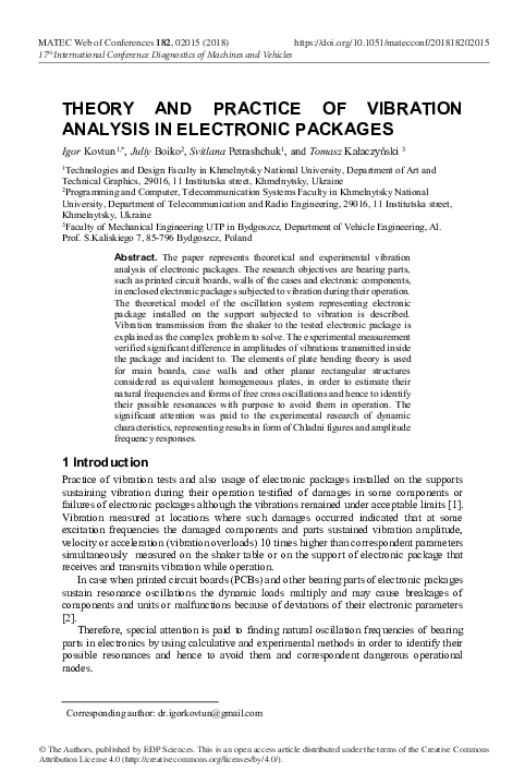 (PDF) Theory and practice of vibration analysis in electronic packages