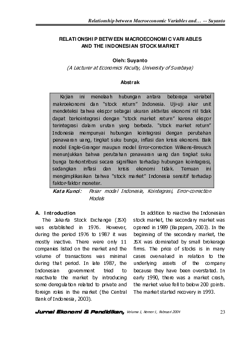 (PDF) Relationship Between Macroeconomic Variables and The Indonesian ...