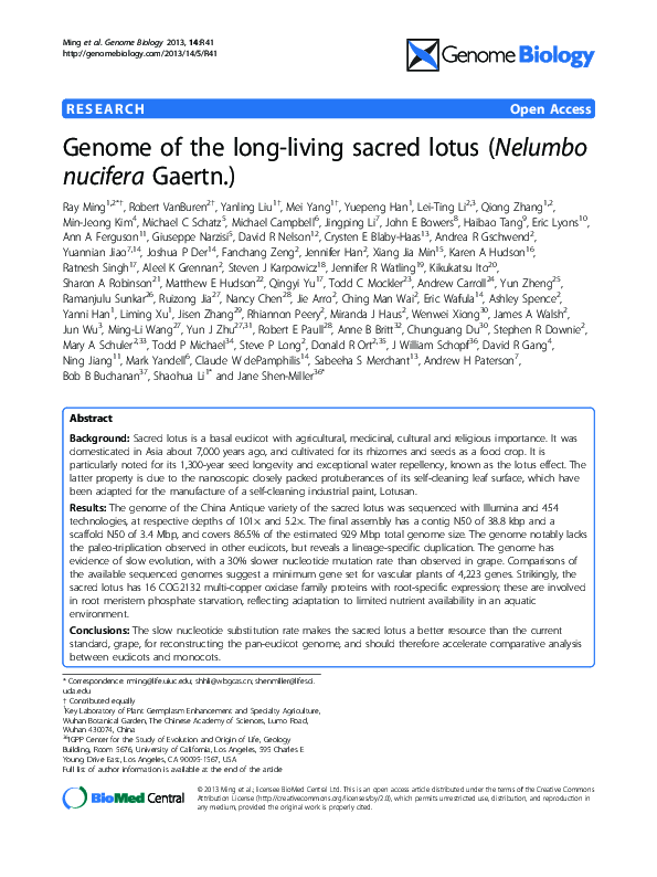 (PDF) Genome of the long-living sacred lotus (Nelumbo nucifera Gaertn.)