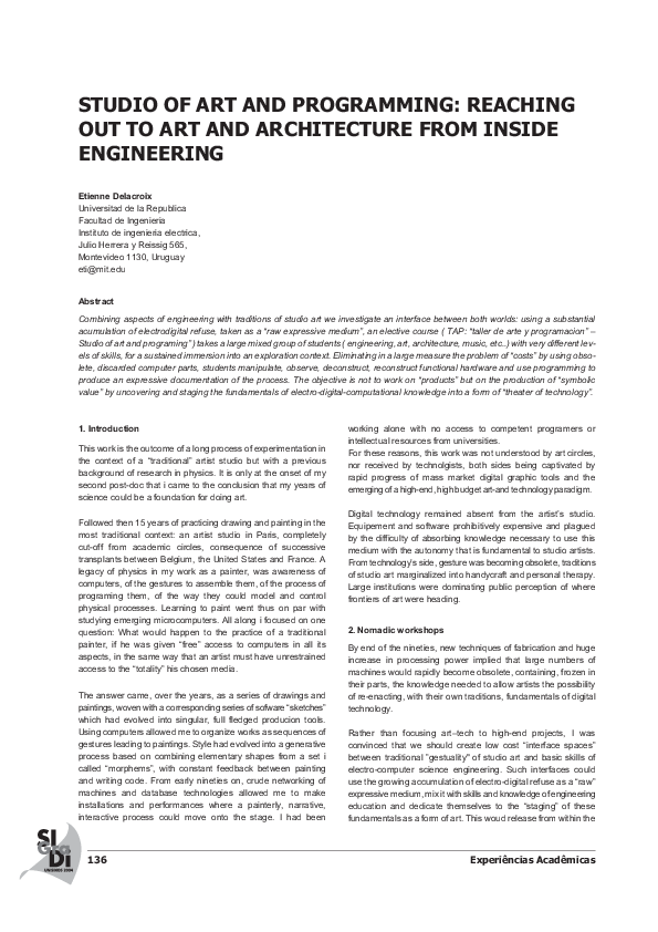 (PDF) Studio of art and programming: Reaching out to art and ...