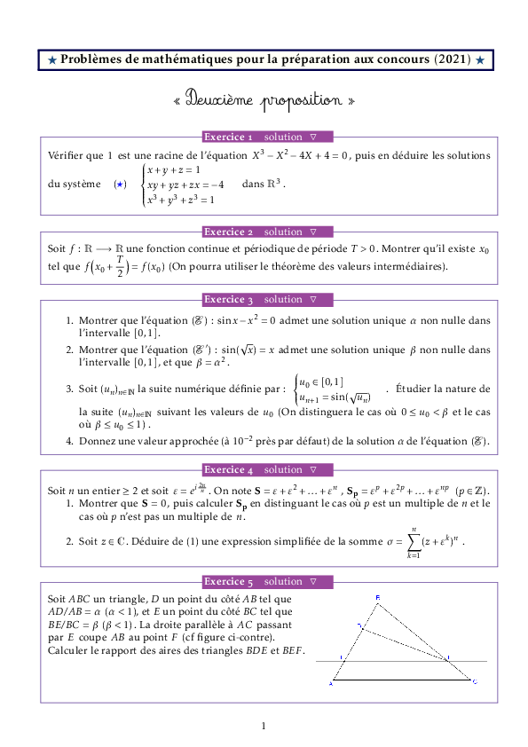 (PDF) Problèmes de mathématiques pour la préparation aux concours (2021