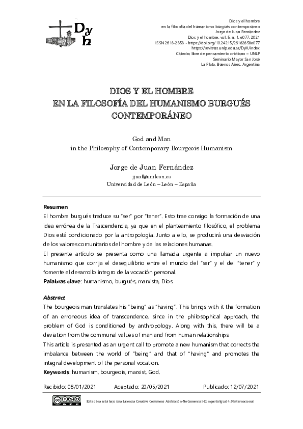 Dios y el hombre en la filosofía del humanismo burgués contemporáneo