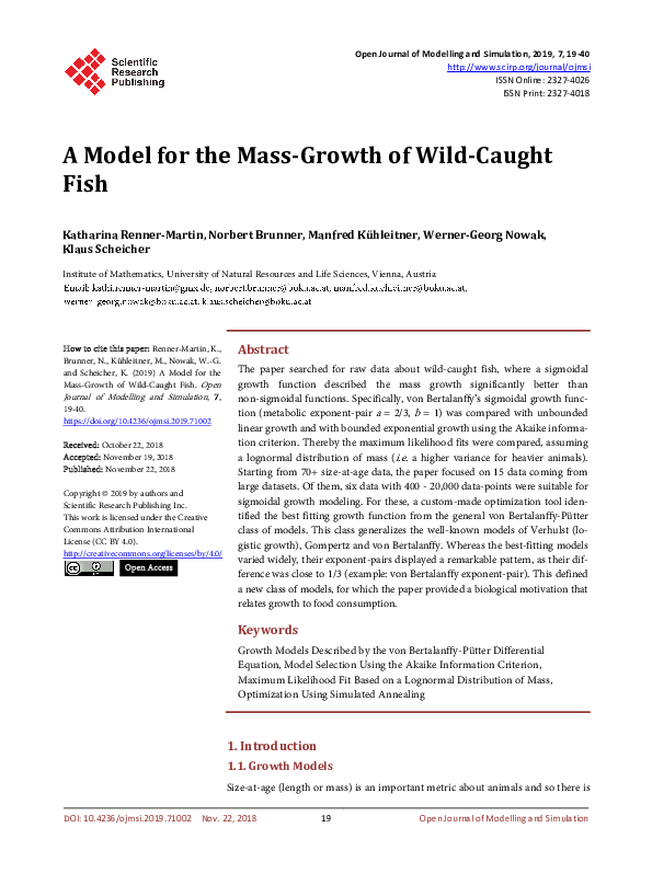 (PDF) A Model for the Mass-Growth of Wild-Caught Fish