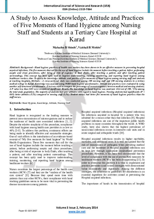 (PDF) A Study to Assess Knowledge, Attitude and Practices of Five ...