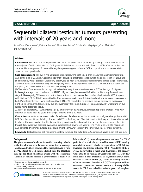 (PDF) Sequential bilateral testicular tumours presenting with intervals ...