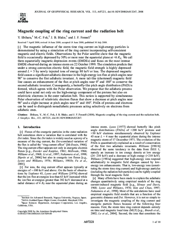 (PDF) Magnetic coupling of the ring current and the radiation belt