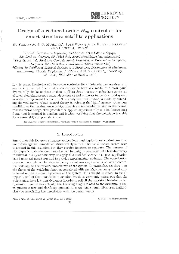 (PDF) Design of a reduced-order H controller for smart structure ...