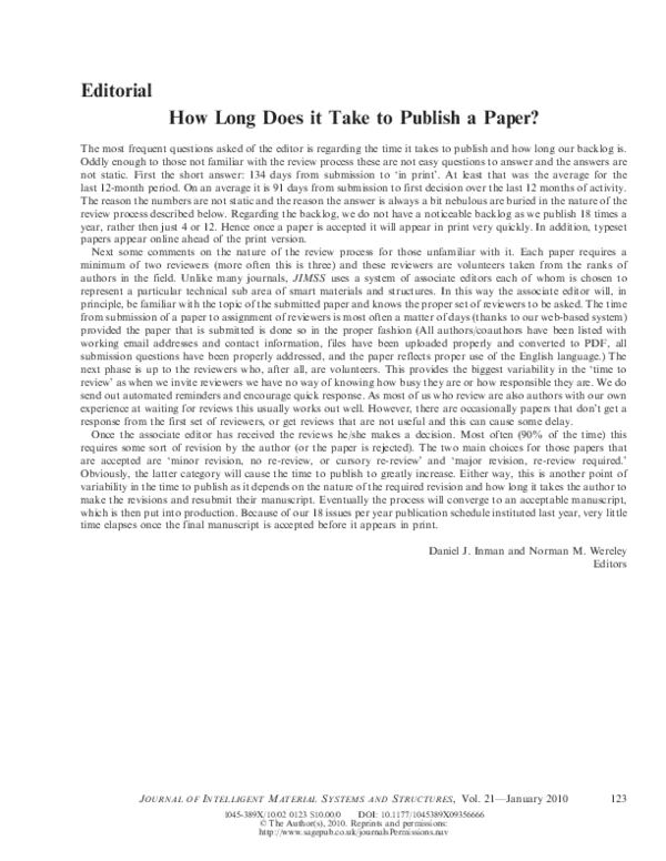 (PDF) How Long Does it Take to Publish a Paper? | D. Inman ...