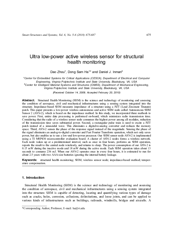 (PDF) Ultra low-power active wireless sensor for structural health ...