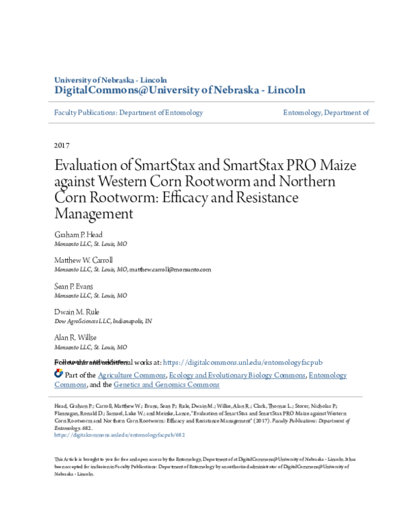 (PDF) Evaluation of SmartStax and SmartStax PRO Maize against Western ...