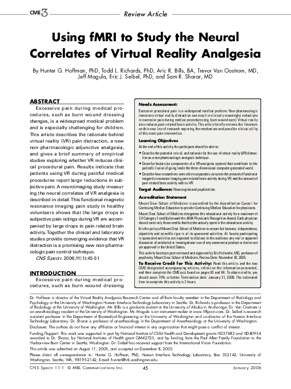 (PDF) Using FMRI to study the neural correlates of virtual reality ...