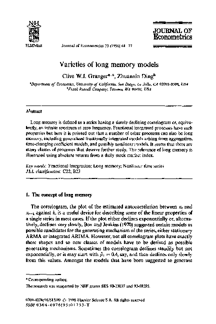 (PDF) Varieties of long memory models