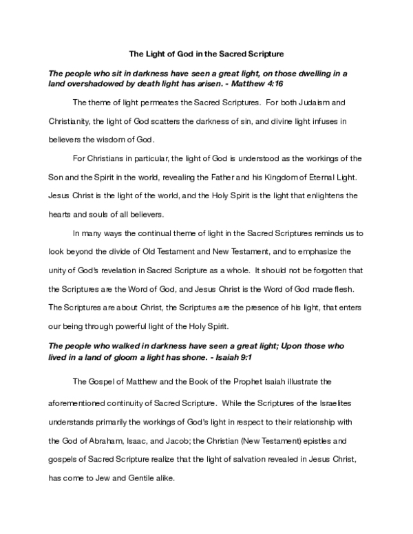 (PDF) The Light of God in the Sacred Scripture