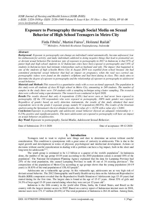 (PDF) Exposure to Pornography through Social Media on Sexual Behavior ...