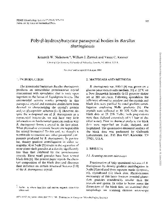 (PDF) Poly-Î²-hydroxybutyrate parasporal bodies in Bacillus thuringiensis