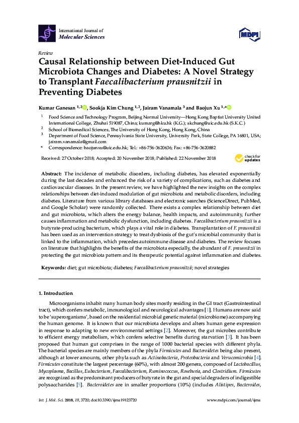(PDF) Causal Relationship between Diet-Induced Gut Microbiota Changes ...