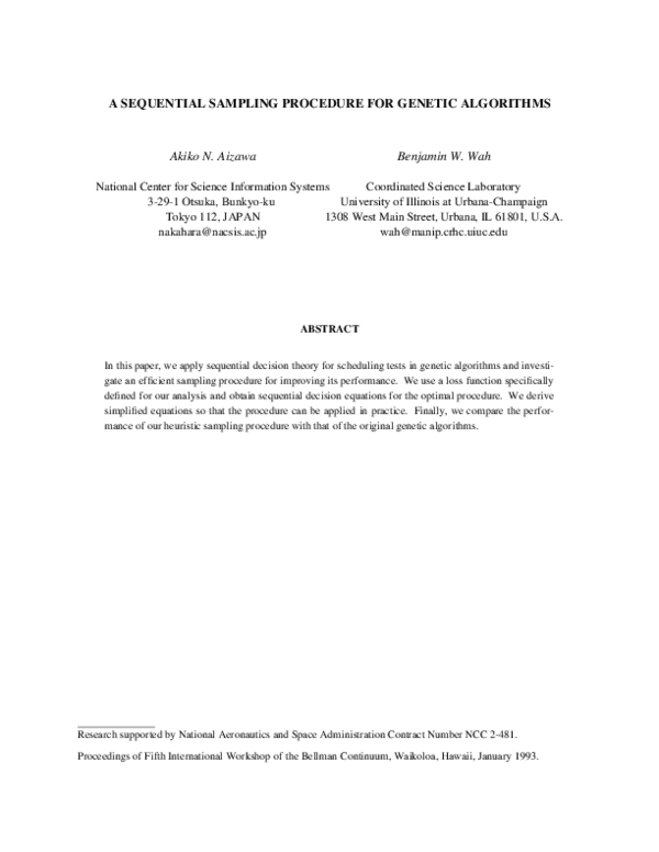 (PDF) A sequential sampling procedure for genetic algorithms