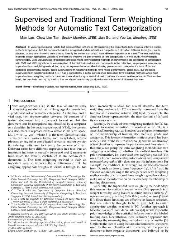 (PDF) Supervised and Traditional Term Weighting Methods for Automatic ...
