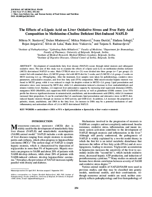 (PDF) Alpha Lipoic Acid and Liver Disease Burt Berkson MD PhD