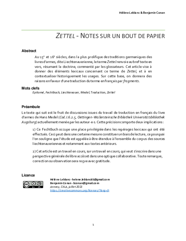 (PDF) Leblanc, Hélène - Conan, Benjamin, 2021: Zettel Notes sur un bout ...