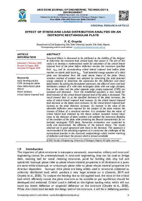 (PDF) Effect of Stress and Load Distribution Analysis on an Isotropic ...