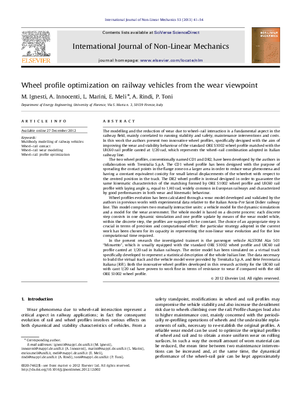 (PDF) Wheel profile optimization on railway vehicles from the wear ...
