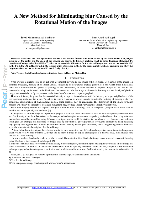 (PDF) A new method for eliminating blur caused by the rotational motion ...