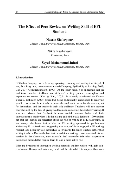 (PDF) The Effect of Peer Review on Writing Skill of EFL Students