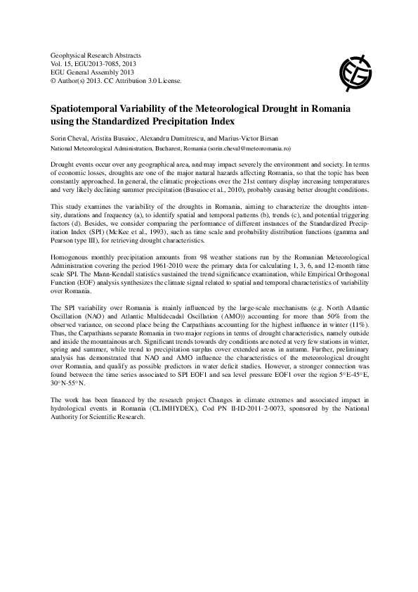 (PDF) Spatiotemporal Variability of the Meteorological Drought in ...