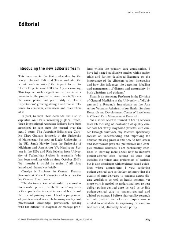 (PDF) Introducing the new Editorial Team