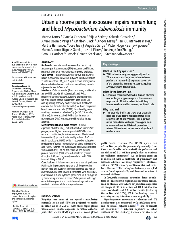 (PDF) Urban airborne particle exposure impairs human lung and blood ...