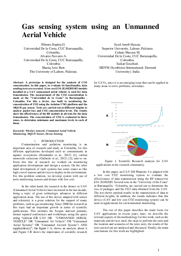 (PDF) Gas sensing system using an Unmanned Aerial Vehicle