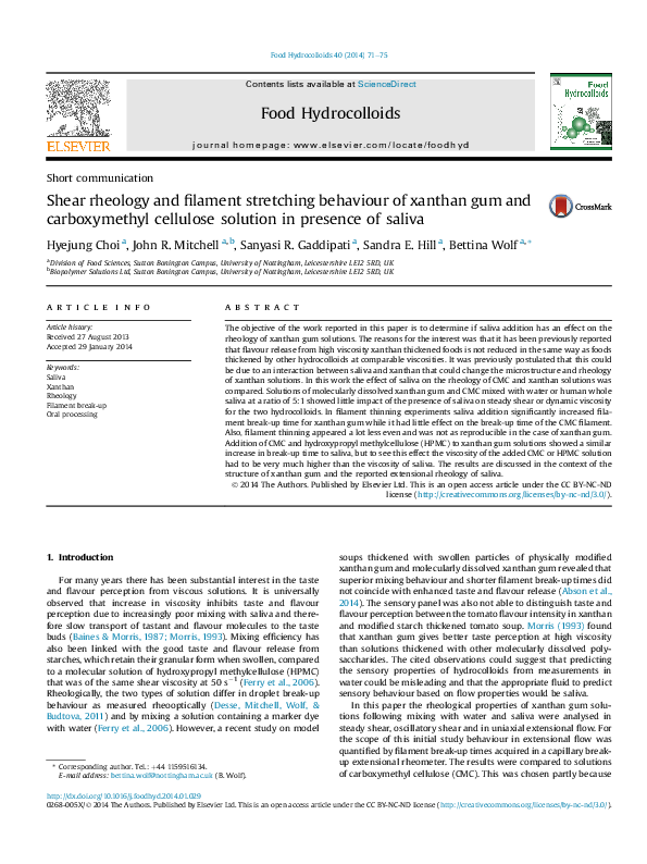 (PDF) Shear rheology and filament stretching behaviour of xanthan gum ...