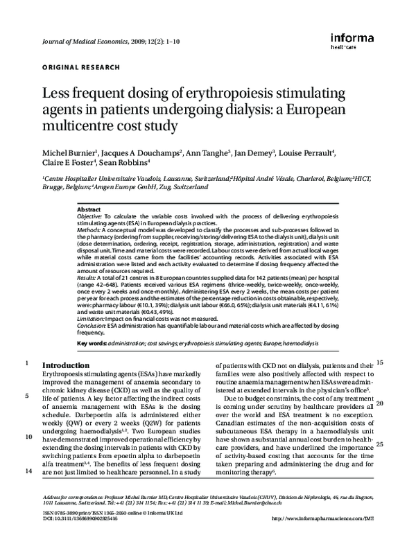 (PDF) Less frequent dosing of erythropoiesis stimulating agents in ...