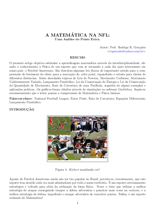 (PDF) A MATEMÁTICA NA NFL