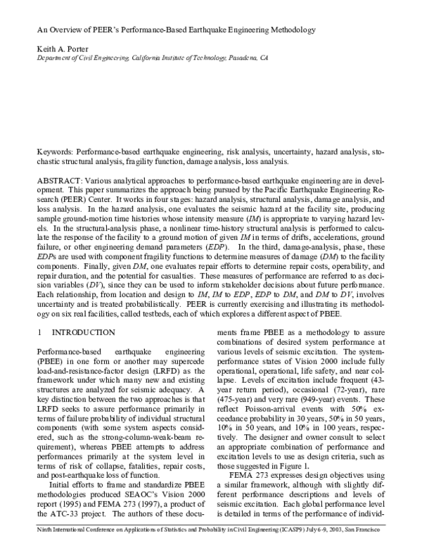 (PDF) An overview of PEER's performance-based earthquake engineering ...