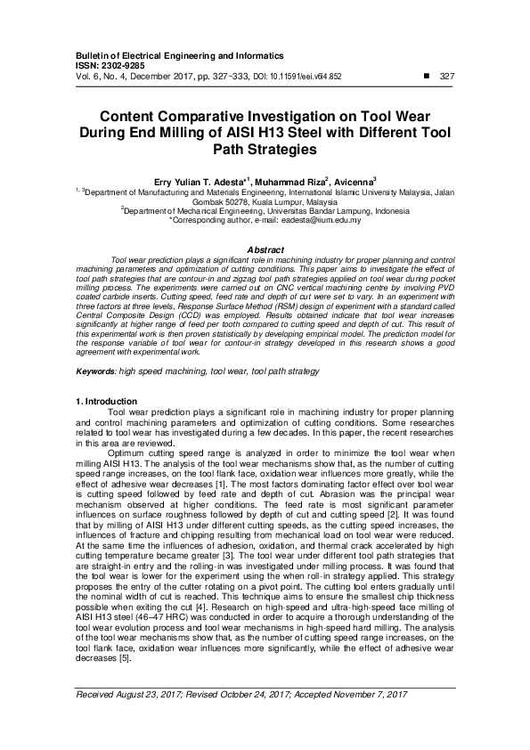 (PDF) Content Comparative Investigation on Tool Wear During End Milling ...