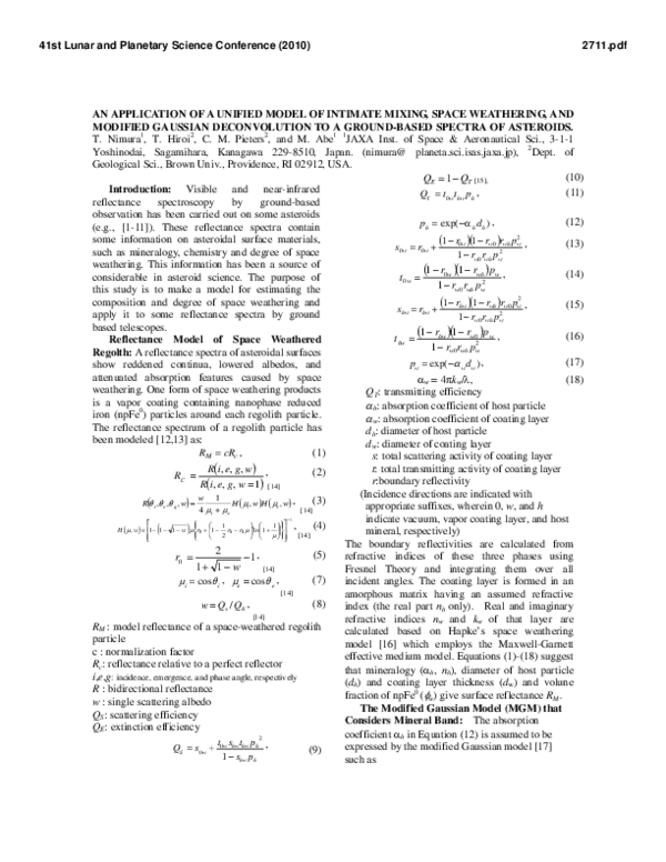 (PDF) An Application of a Unified Model of Intimate Mixing, Space