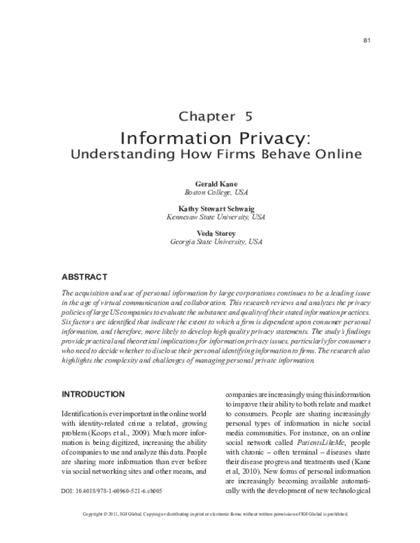 (PDF) Information Privacy
