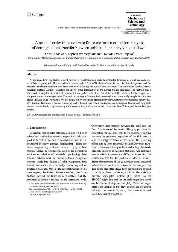 (PDF) A second-order time-accurate finite element method for analysis ...