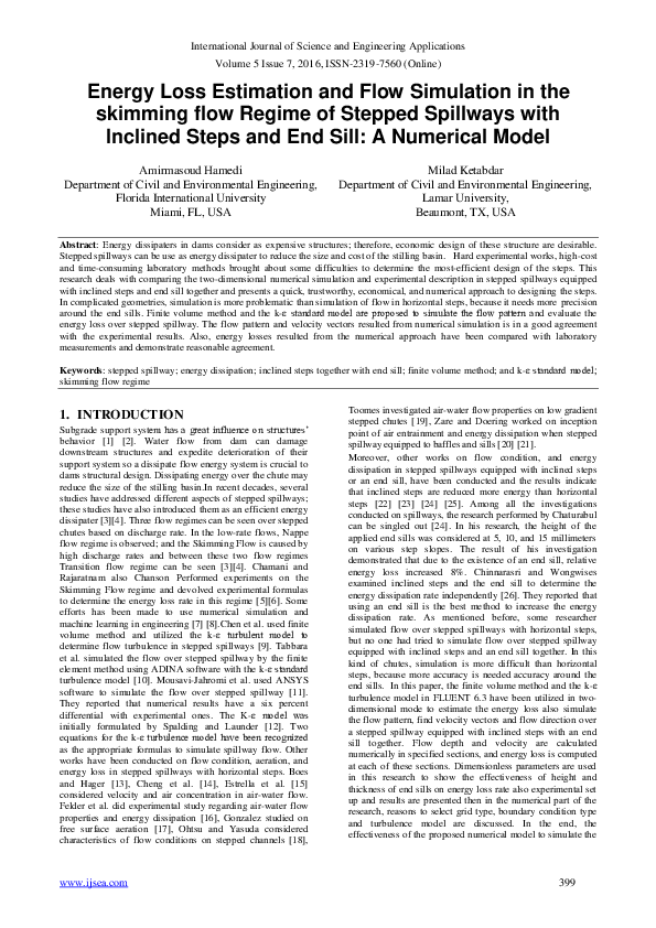 (PDF) Energy Loss Estimation and Flow Simulation in the skimming flow ...