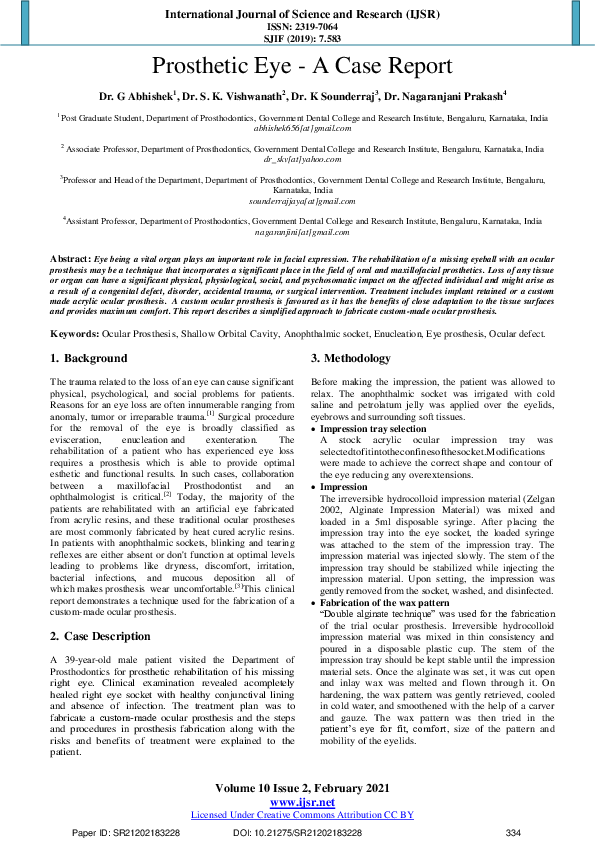 (PDF) Prosthetic Eye A Case Report GOPALA ABHISHEK Academia.edu